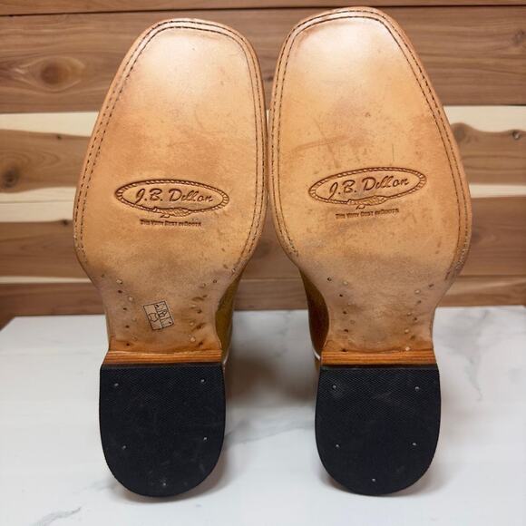 New - J.B. Dillon Men's Square Toe Color Nevada Tan Western Cowboy Boots sz 7.5 - Picture 6 of 7